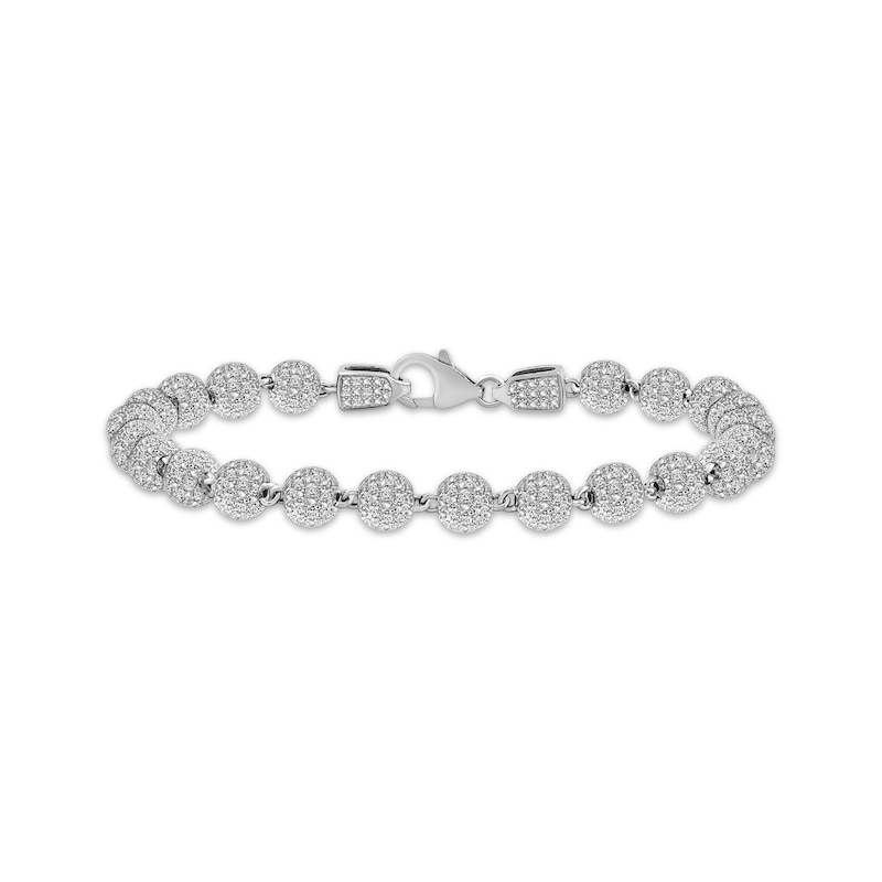 Main Image 1 of Men's Multi-Diamond Bead Bracelet 1-1/2 ct tw Sterling Silver 8.5&quot;