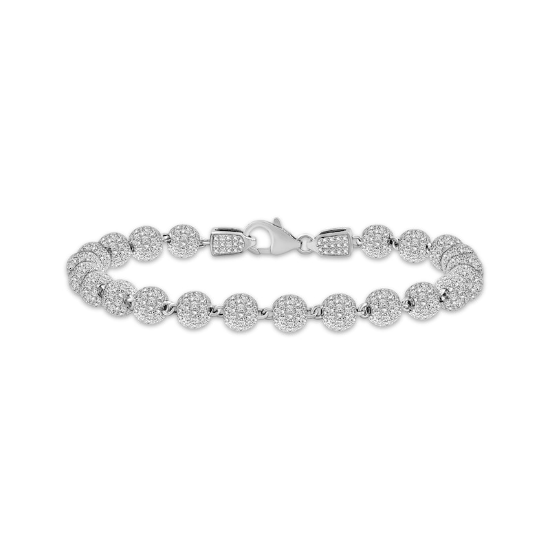 Men's Multi-Diamond Bead Bracelet 1-1/2 ct tw Sterling Silver 8.5"