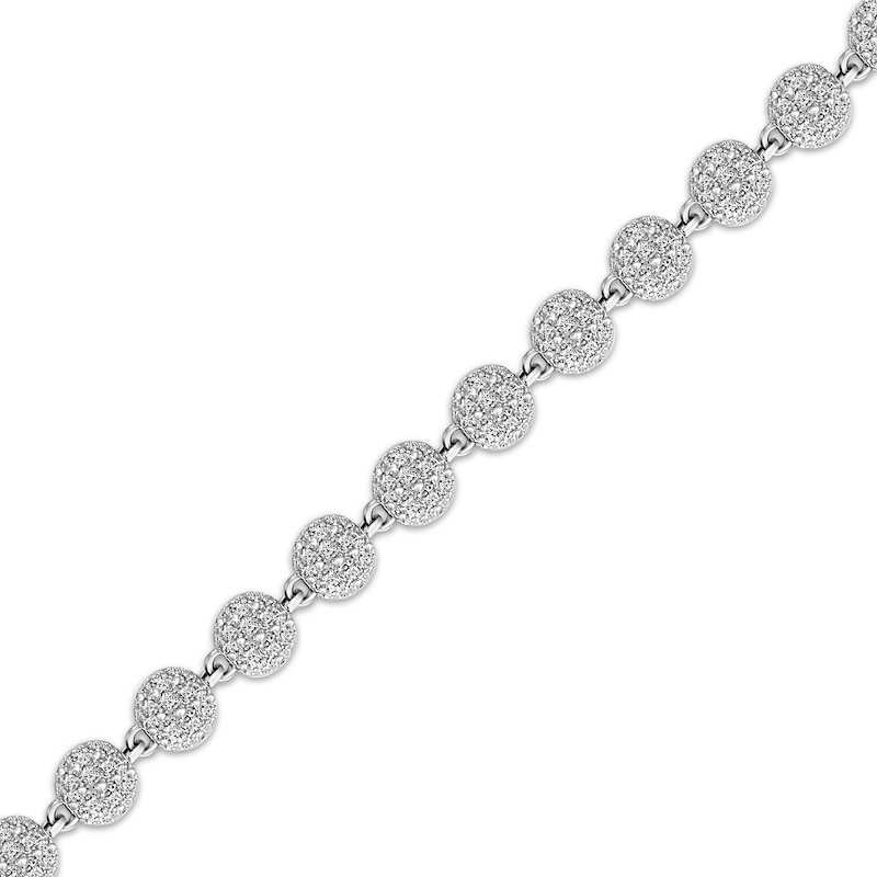 Main Image 2 of Men's Multi-Diamond Bead Bracelet 1-1/2 ct tw Sterling Silver 8.5&quot;