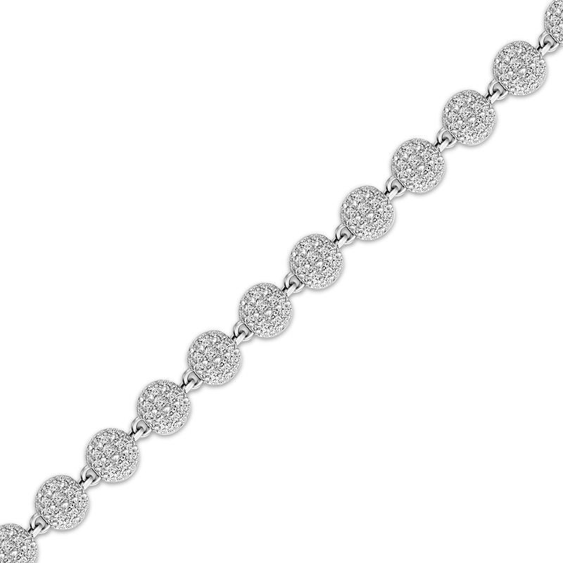 Men's Multi-Diamond Bead Bracelet 1-1/2 ct tw Sterling Silver 8.5"