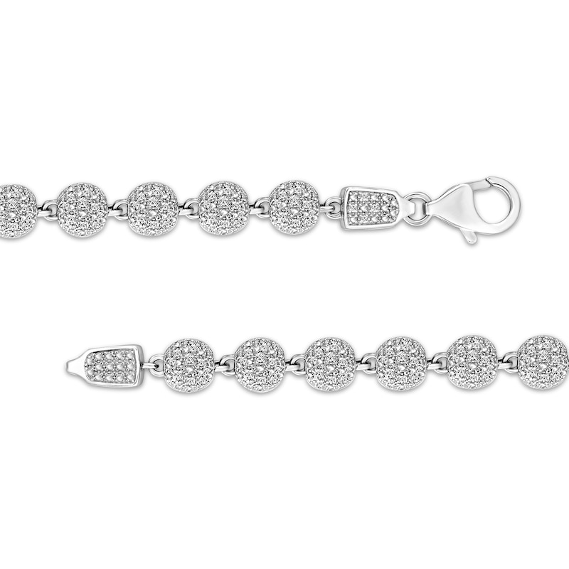 Main Image 3 of Men's Multi-Diamond Bead Bracelet 1-1/2 ct tw Sterling Silver 8.5&quot;