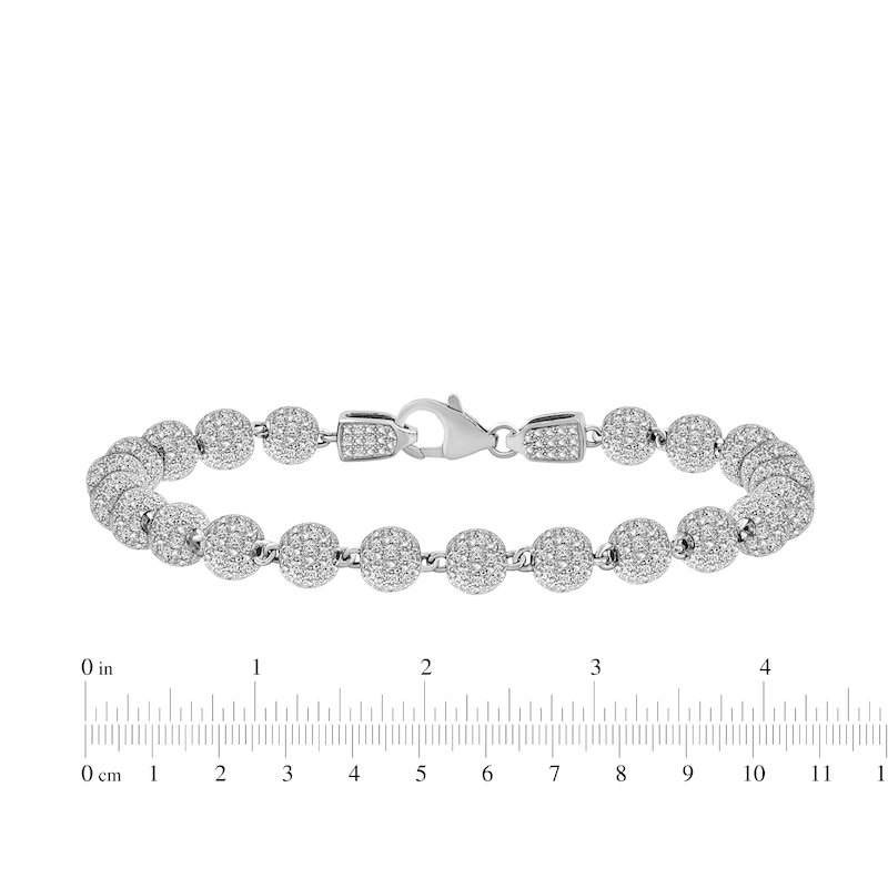 Men's Multi-Diamond Bead Bracelet 1-1/2 ct tw Sterling Silver 8.5"