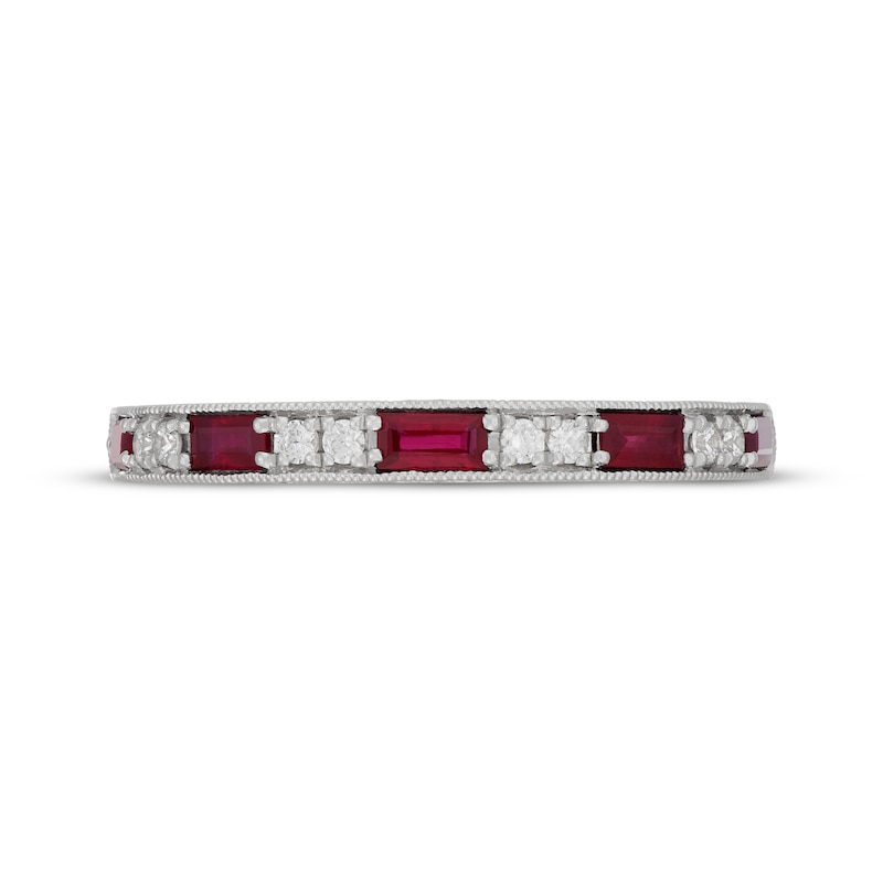 Main Image 3 of Neil Lane Baguette-Cut Natural Ruby & Diamond Anniversary Ring 1/10 ct tw 14K White Gold