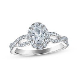 Now + Forever Certified Oval-Cut Diamond Halo Engagement Ring 7/8 ct tw Platinum