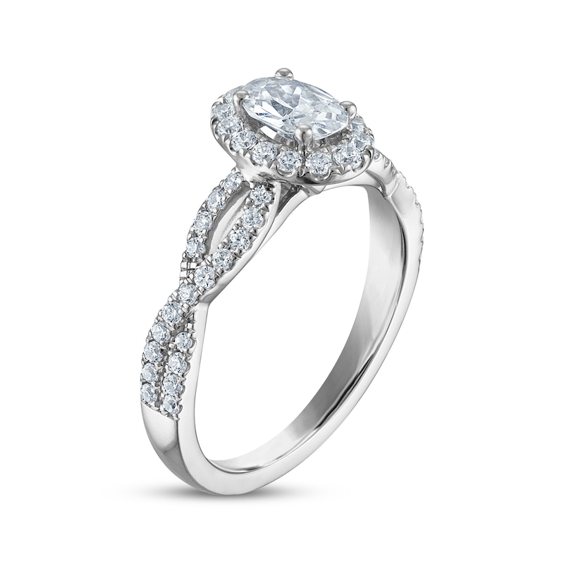 Main Image 2 of Now + Forever Certified Oval-Cut Diamond Halo Engagement Ring 7/8 ct tw Platinum