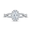 Thumbnail Image 2 of Certified Oval-Cut Diamond Halo Engagement Ring 7/8 ct tw Platinum
