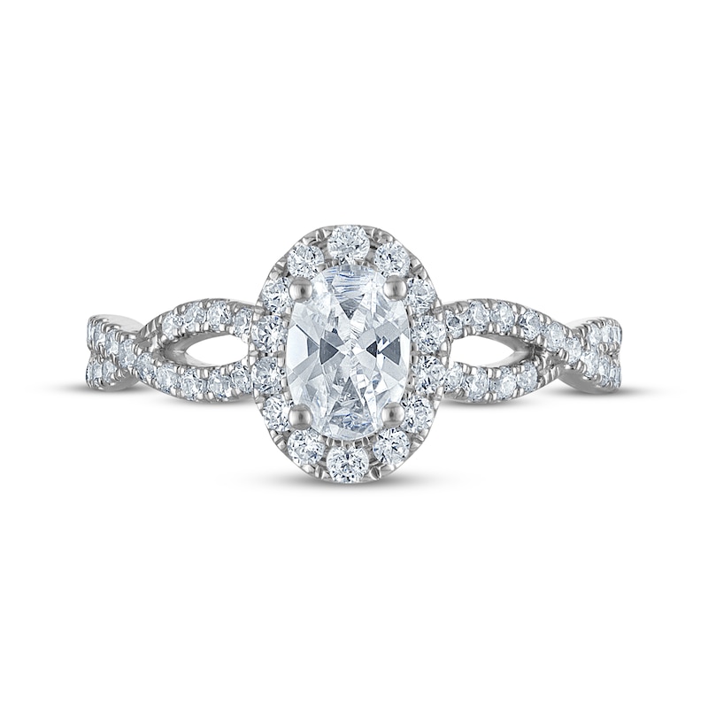 Main Image 3 of Now + Forever Certified Oval-Cut Diamond Halo Engagement Ring 7/8 ct tw Platinum