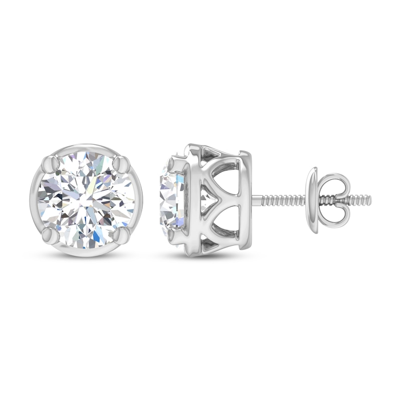 Main Image 3 of Round-Cut Diamond Bezel-Look Solitaire Stud Earrings 1 ct tw 14K White Gold (I/I2)