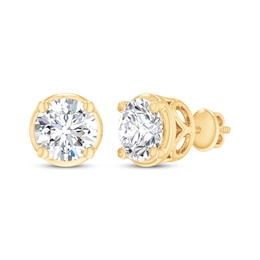 Round-Cut Diamond Bezel-Look Solitaire Stud Earrings 1 ct tw 14K Yellow Gold (I/I2)