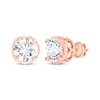 Thumbnail Image 1 of Round-Cut Diamond Bezel-Look Solitaire Stud Earrings 1 ct tw 14K Rose Gold (I/I2)