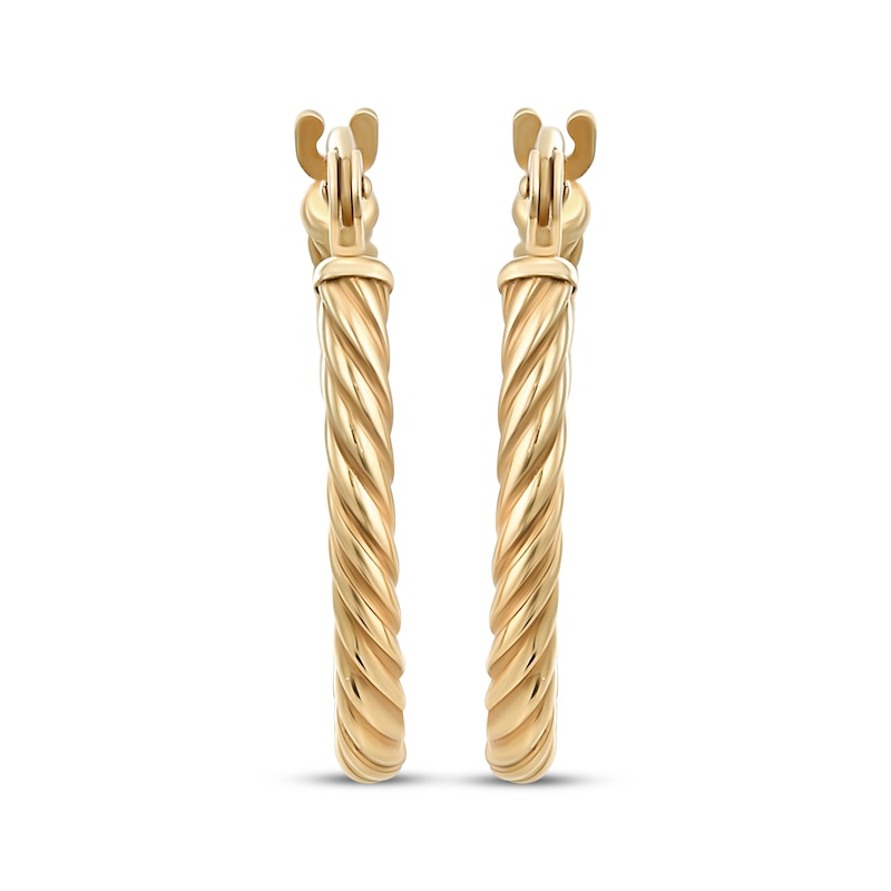 Main Image 2 of Hollow Oval Twist Hoop Earrings 18mm 14K Yellow Gold
