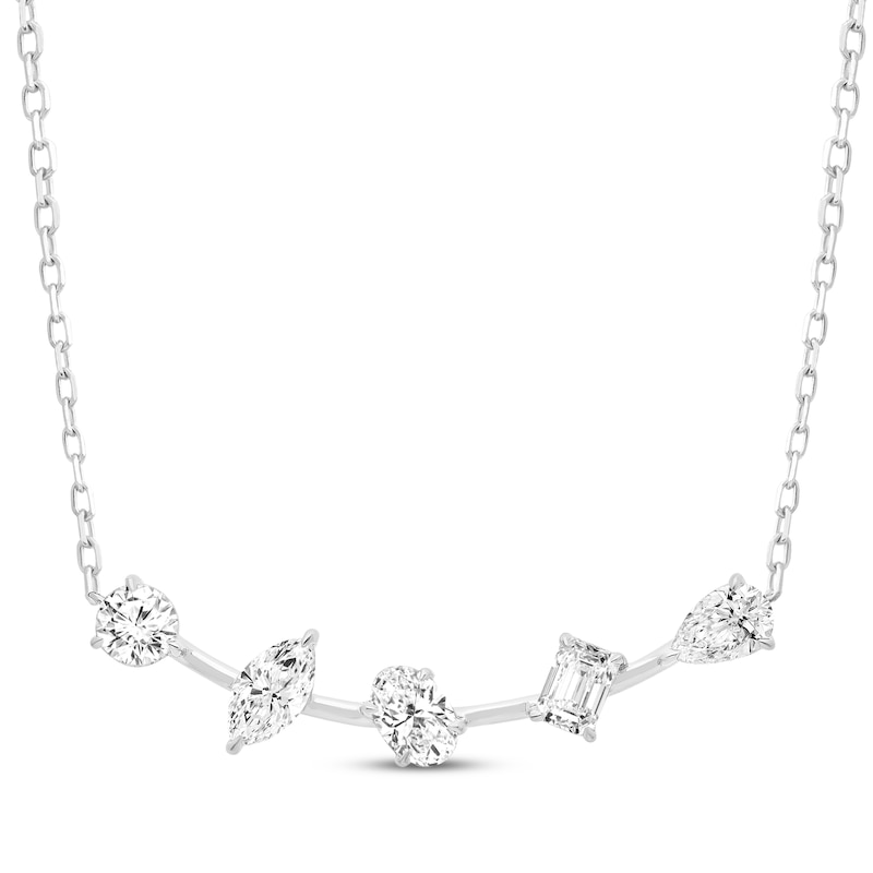 Main Image 1 of All You Are Multi-Shape Lab-Grown Diamond Smile Necklace 2 ct tw 14K White Gold 18&quot;