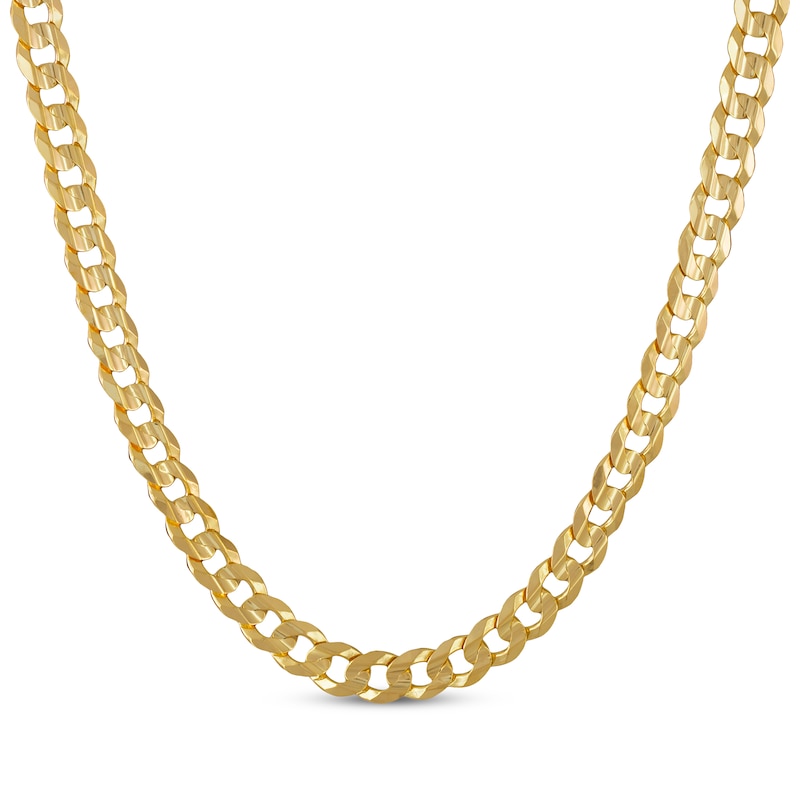 Main Image 1 of Diamond-Cut Concave Curb Chain Necklace 8.7mm Solid 14K Yellow Gold 24&quot;
