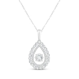 Unstoppable Love Lab-Grown Diamond Teardrop Necklace 1-1/2 ct tw 10K White Gold 18"