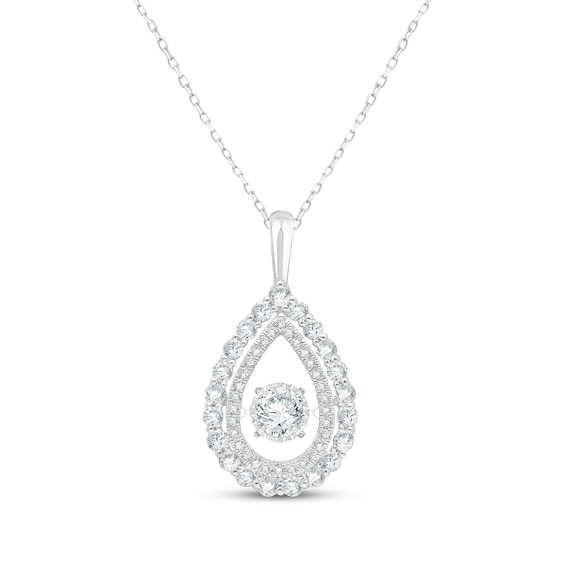 Unstoppable Love Lab-Grown Diamond Teardrop Necklace 1-1/2 ct tw 10K White Gold 18"