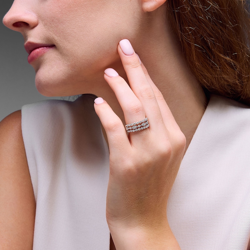 Main Image 4 of Neil Lane Three-Row Diamond Anniversary Ring 1 ct tw 14K White Gold