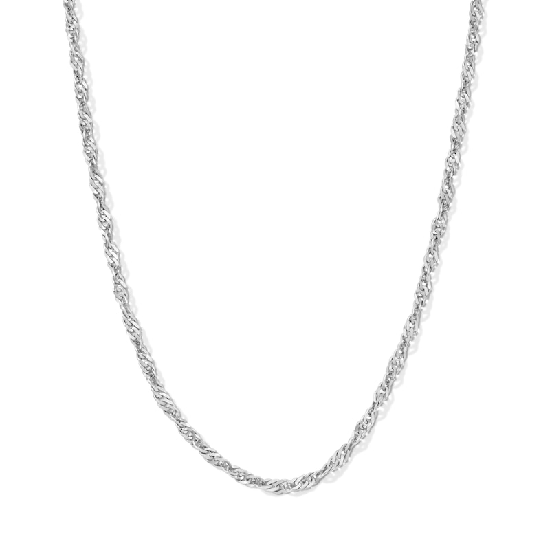 Main Image 1 of Singapore Chain Necklace 2.5mm Solid 14K White Gold 20&quot;