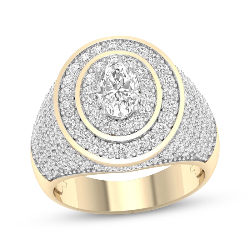 Main Image 1 of KAY Lab-Grown Diamonds Men's Oval-Cut Ring 2-3/4 ct tw 10K Yellow Gold