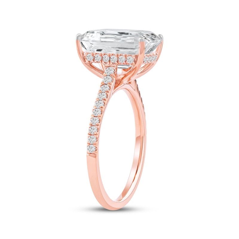 Main Image 2 of Now + Forever Lab-Grown Diamonds Emerald-Cut Engagement Ring 4-1/3 ct tw 14K Rose Gold