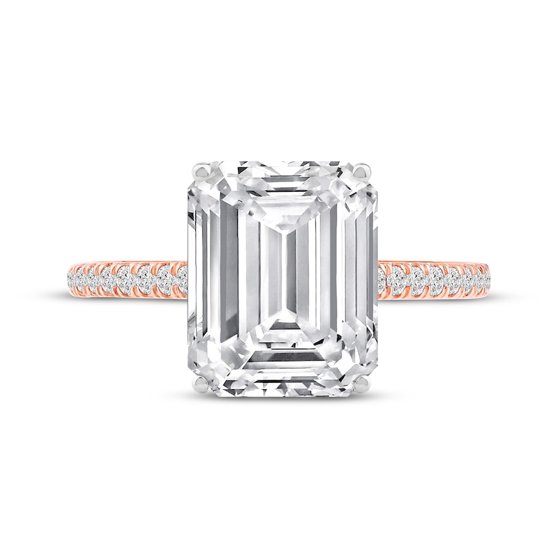 Main Image 3 of Now + Forever Lab-Grown Diamonds Emerald-Cut Engagement Ring 4-1/3 ct tw 14K Rose Gold