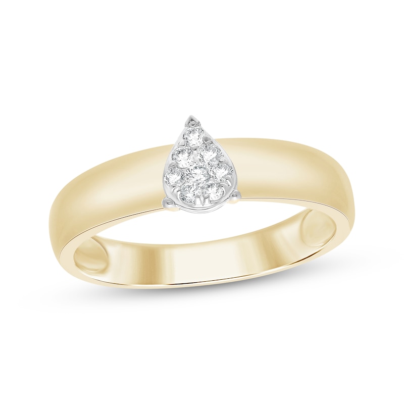 Main Image 1 of Multi-Diamond Pear-Shaped Ring 1/10 ct tw 10K Yellow Gold
