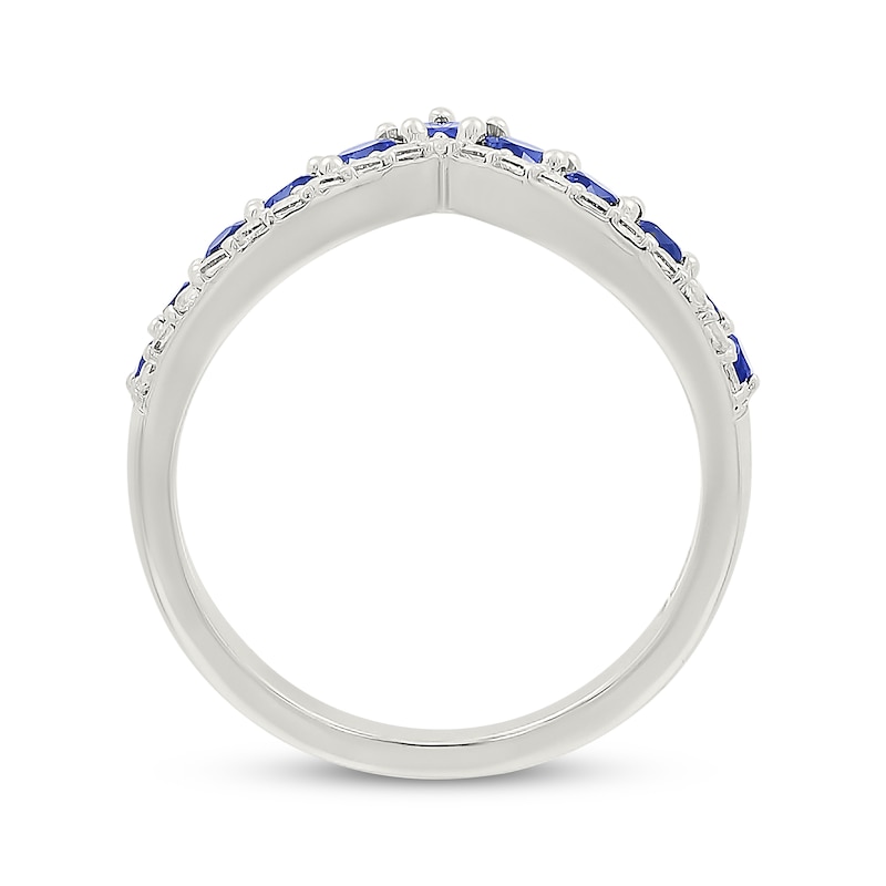 Main Image 2 of Blue & White Lab-Created Sapphire Double Chevron Ring Sterling Silver