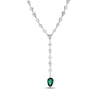 Thumbnail Image 1 of Pear-Shaped Lab-Created Emerald & White Lab-Created Sapphire Y-Drop Necklace Sterling Silver 18&quot;