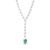 Thumbnail Image 2 of Pear-Shaped Lab-Created Emerald & White Lab-Created Sapphire Y-Drop Necklace Sterling Silver 18&quot;