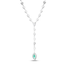 Thumbnail Image 3 of Pear-Shaped Lab-Created Emerald & White Lab-Created Sapphire Y-Drop Necklace Sterling Silver 18&quot;