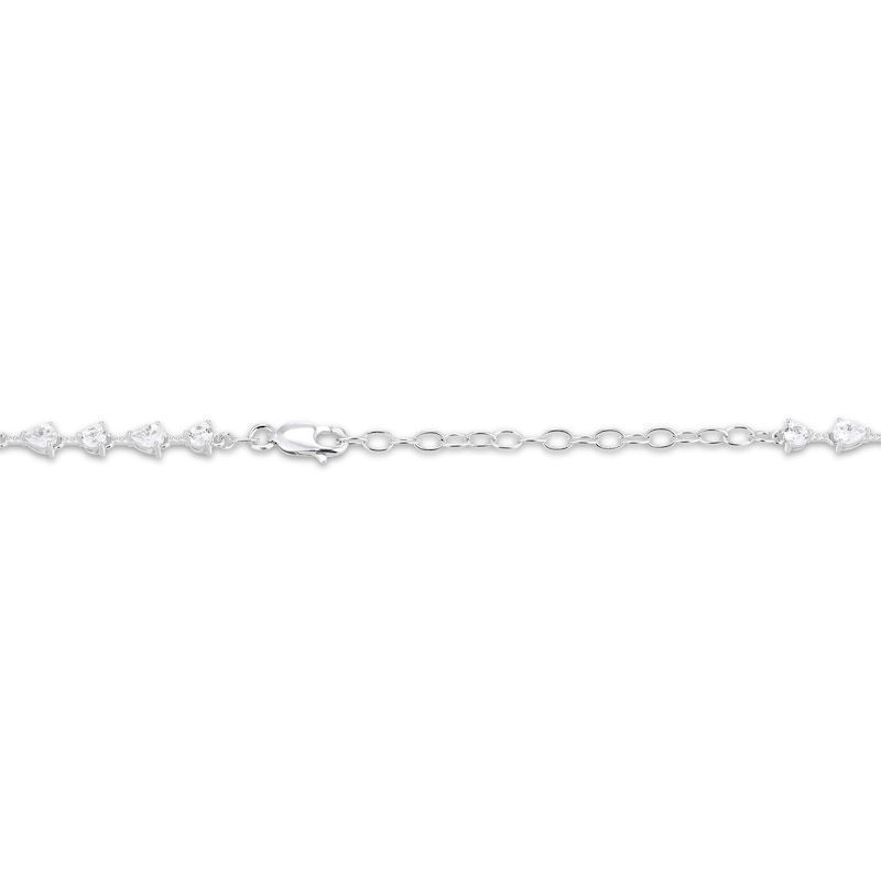 Main Image 4 of Pear-Shaped Lab-Created Emerald & White Lab-Created Sapphire Y-Drop Necklace Sterling Silver 18&quot;