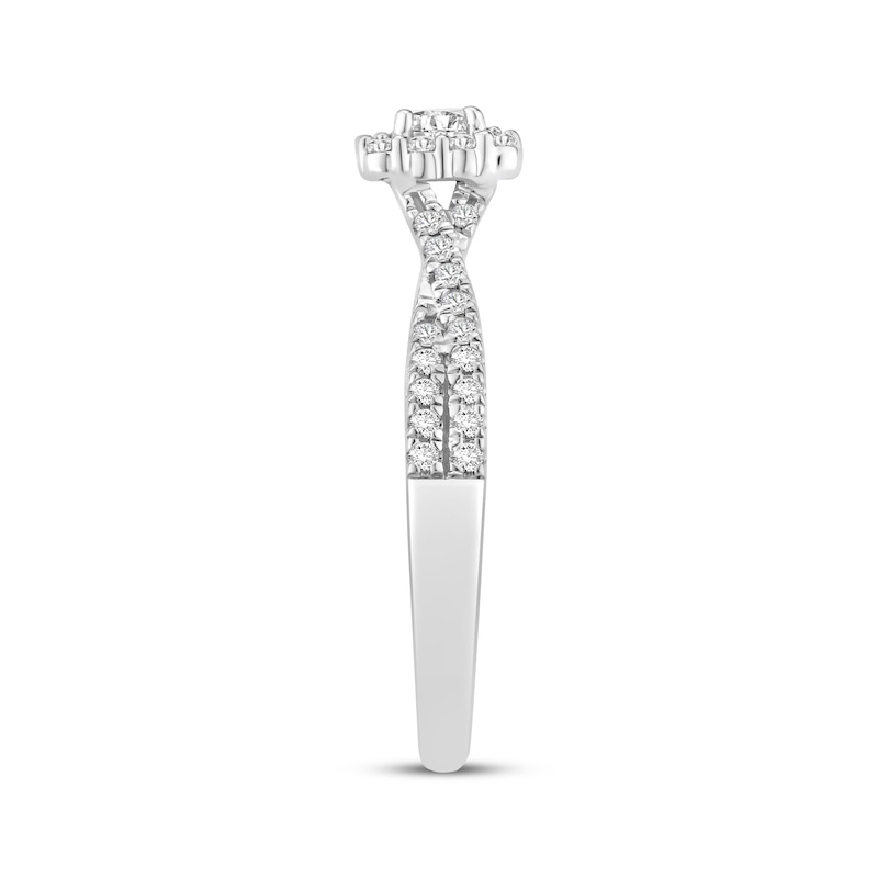 Main Image 2 of Now + Forever Round-Cut Diamond Cushion Halo Engagement Ring 1/2 ct tw 14K White Gold