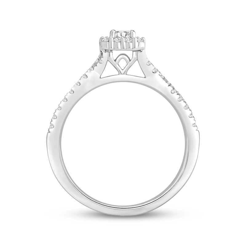 Main Image 3 of Now + Forever Round-Cut Diamond Cushion Halo Engagement Ring 1/2 ct tw 14K White Gold