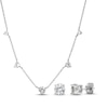 Thumbnail Image 1 of White Lab-Created Sapphire Station Necklace & Stud Earrings Gift Set Sterling Silver