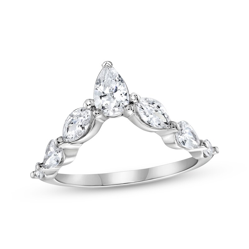 Main Image 1 of Pear-Shaped & Marquise-Cut Diamond Chevron Ring 1-1/4 ct tw 14K White Gold
