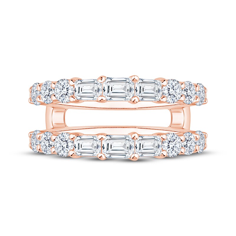 Main Image 3 of Now + Forever Lab-Grown Diamonds Emerald & Round-Cut Enhancer Ring 2 ct tw 14K Rose Gold