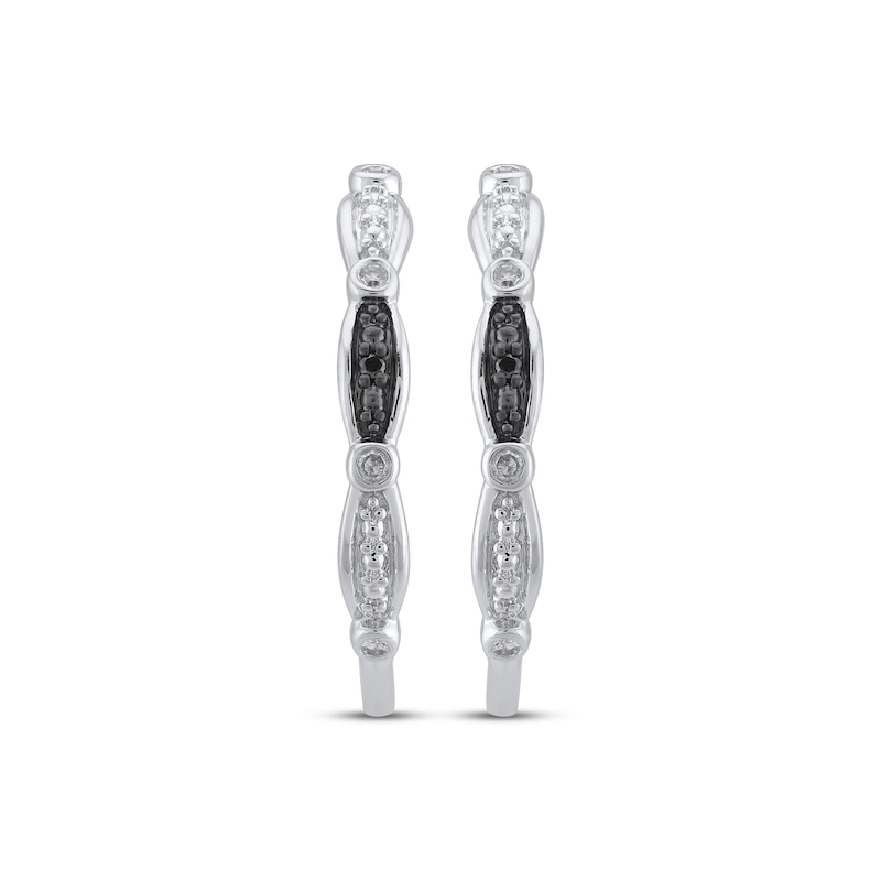 Main Image 2 of Black & White Diamond J-Hoop Earrings 1/15 ct tw Sterling Silver