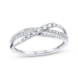 Diamond Three-Row Crossover Ring 1/4 ct tw 10K White Gold