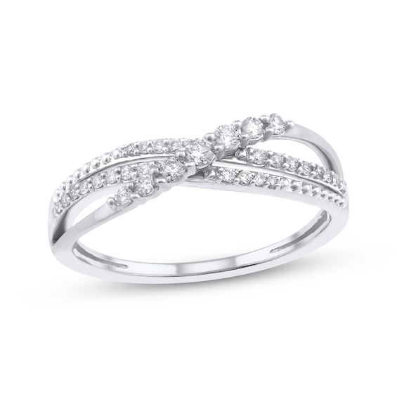 Diamond Three-Row Crossover Ring 1/4 ct tw 10K White Gold