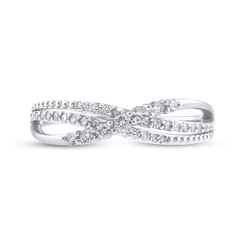 Main Image 3 of Diamond Three-Row Crossover Ring 1/4 ct tw 10K White Gold