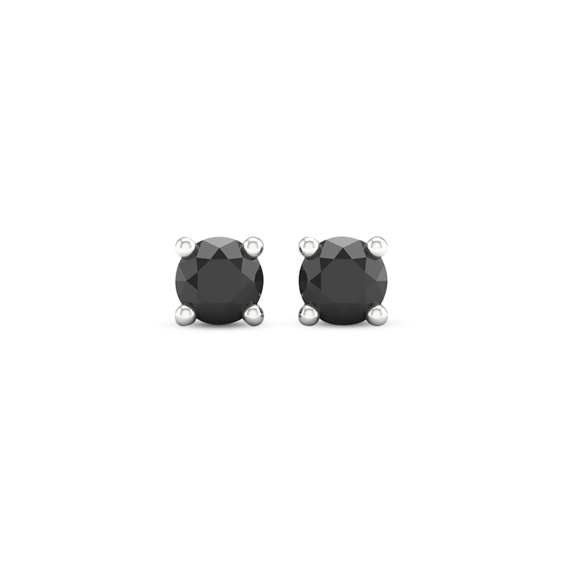 Main Image 2 of Round-Cut Black Diamond Solitaire Stud Earrings 1/2 ct tw 10K White Gold