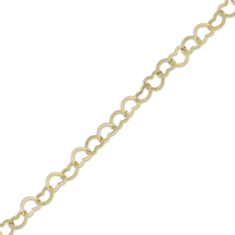 Main Image 2 of Heart Chain Bracelet Solid 10K Yellow Gold 7.5&quot;