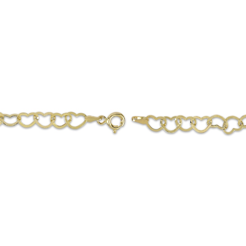 Main Image 3 of Heart Chain Bracelet Solid 10K Yellow Gold 7.5&quot;
