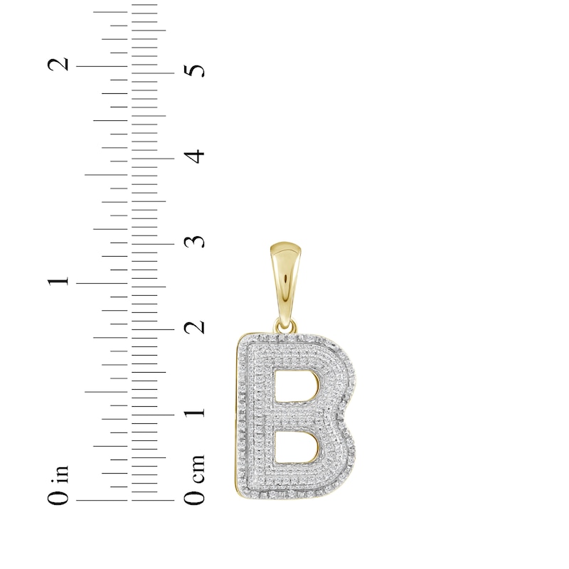Main Image 3 of Diamond Puff Letter B Initial Charm 1/3 ct tw 10K Yellow Gold