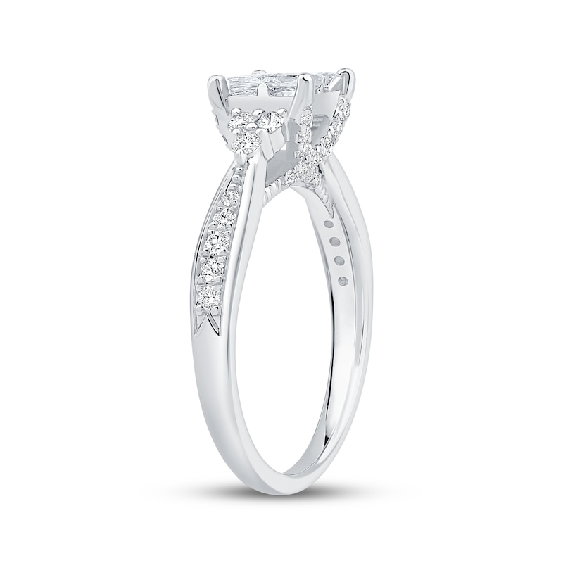 Main Image 2 of Now + Forever Now + Forever Princess-Cut Quad Diamond Engagement Ring 1 ct tw 14K White Gold