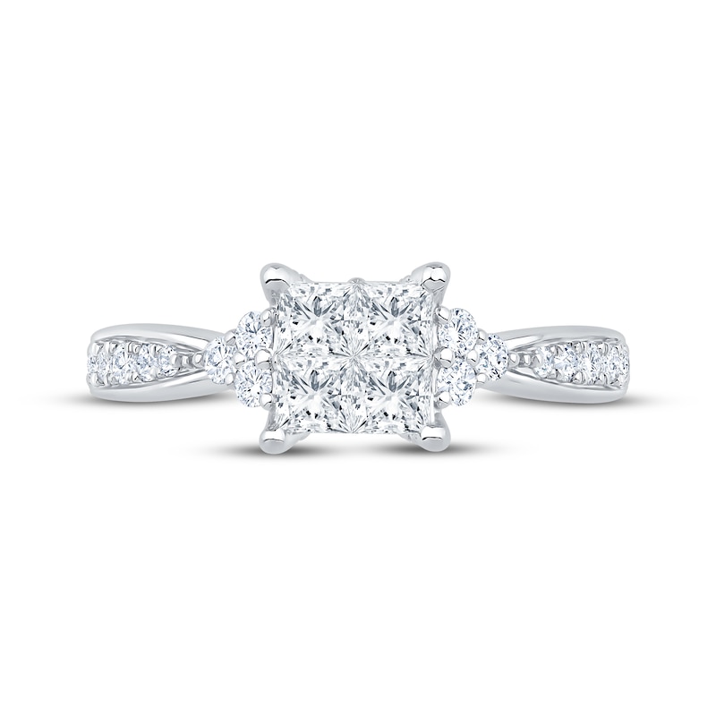 Main Image 3 of Now + Forever Now + Forever Princess-Cut Quad Diamond Engagement Ring 1 ct tw 14K White Gold
