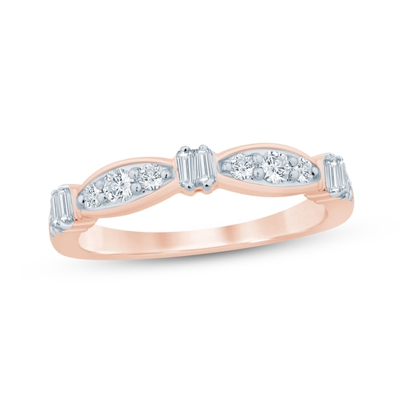 Now + Forever Baguette & Round-Cut Diamond Anniversary Ring 3/8 ct tw 10K Rose Gold