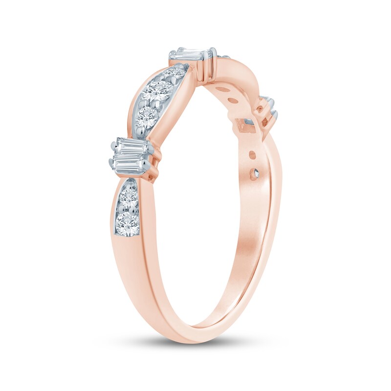 Main Image 2 of Now + Forever Baguette & Round-Cut Diamond Anniversary Ring 3/8 ct tw 10K Rose Gold