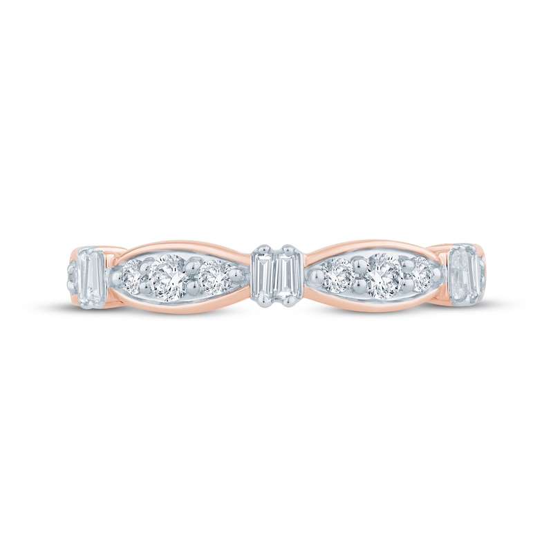 Main Image 3 of Now + Forever Baguette & Round-Cut Diamond Anniversary Ring 3/8 ct tw 10K Rose Gold