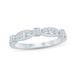 Now + Forever Baguette & Round-Cut Diamond Anniversary Ring 3/8 ct tw 10K White Gold
