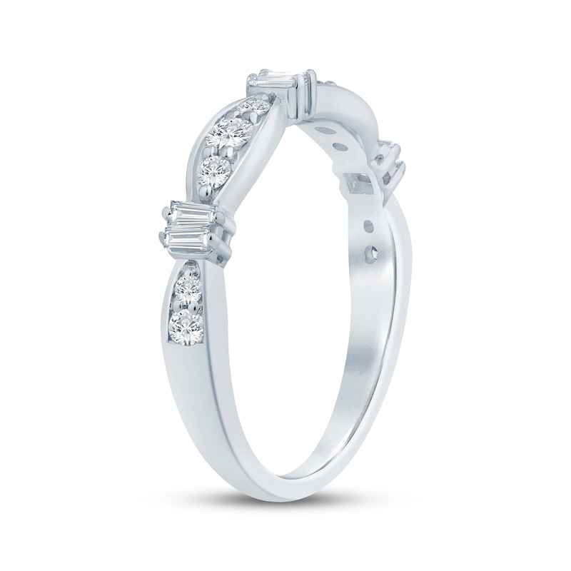 Main Image 2 of Now + Forever Baguette & Round-Cut Diamond Anniversary Ring 3/8 ct tw 10K White Gold